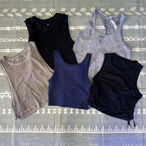 Lot of 4 Lululemon Tops and 1 Free People Movement Top, Athletic Wear Crop Tanks